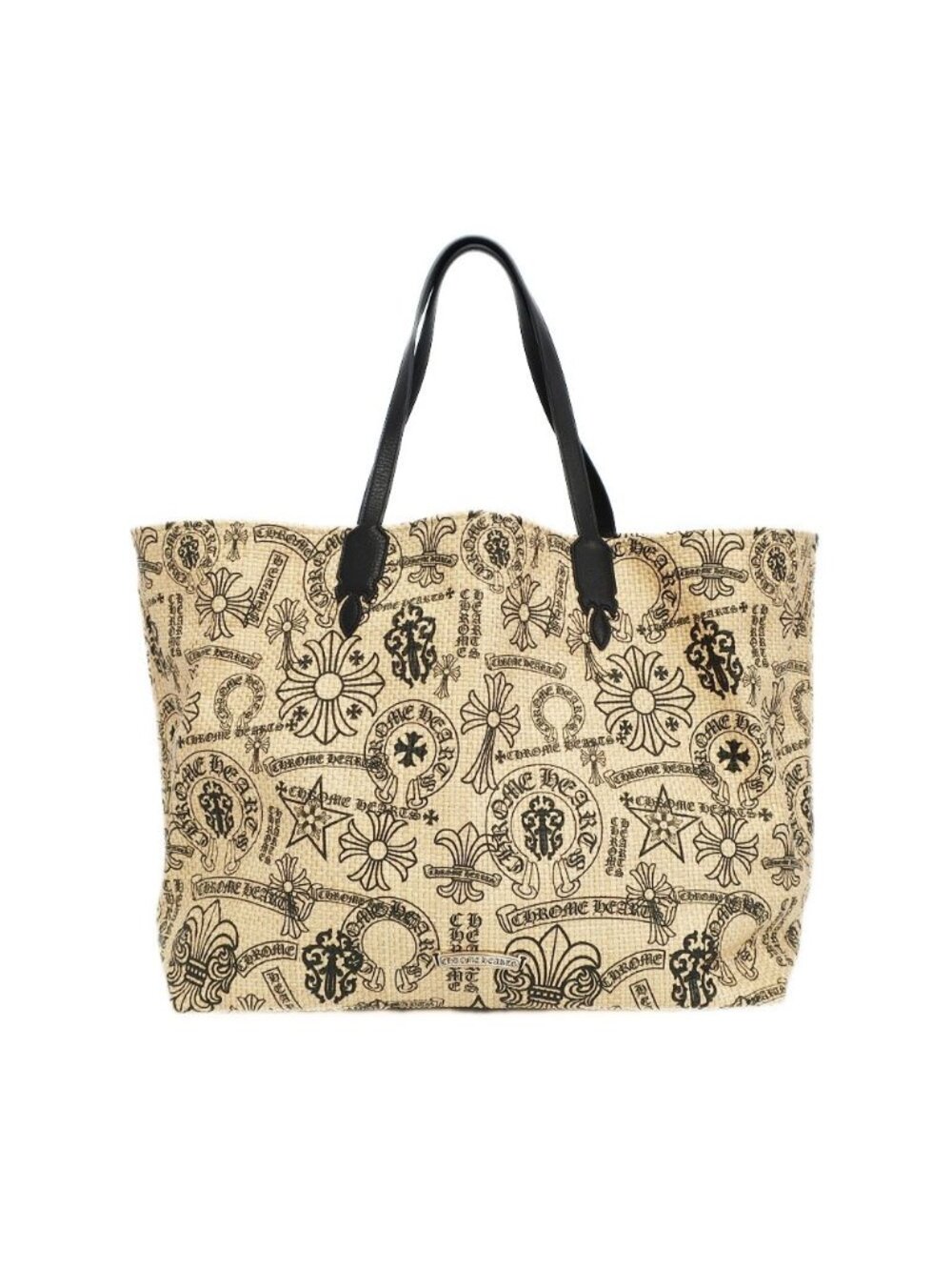 Chrome Hearts White Beach Medium Tote Bag Multi Logo Beige Black